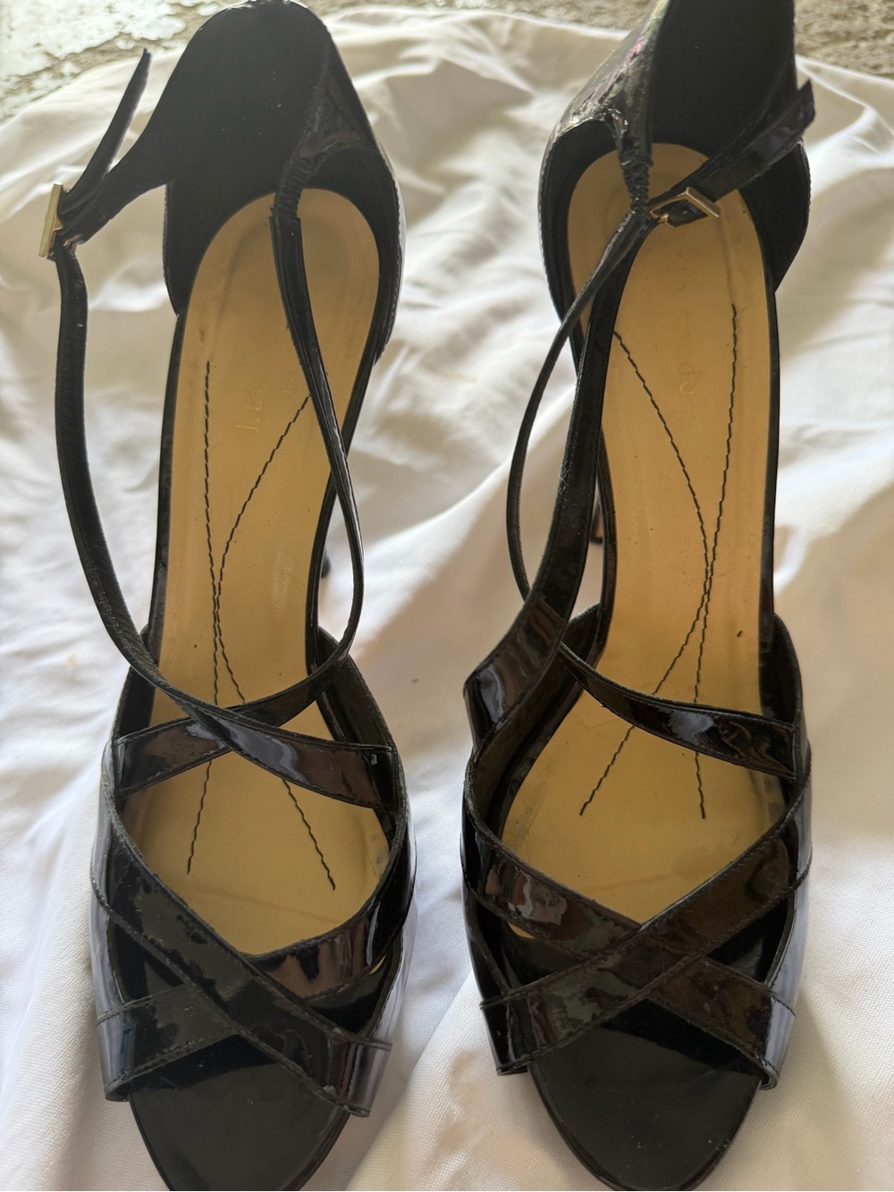 kate spade Black Patent Leather Strappy High Heels